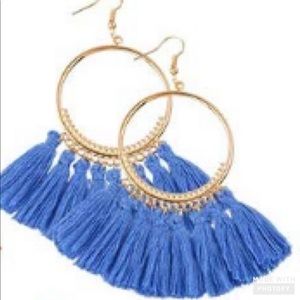 Periwinkle blue fringe hoops
